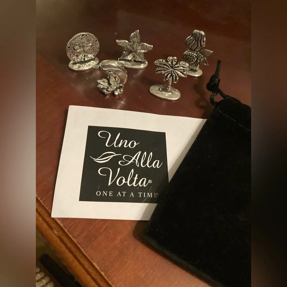 New Uno Alla Volta Tropical Seashore 5 Piece Pewter Figurine Set